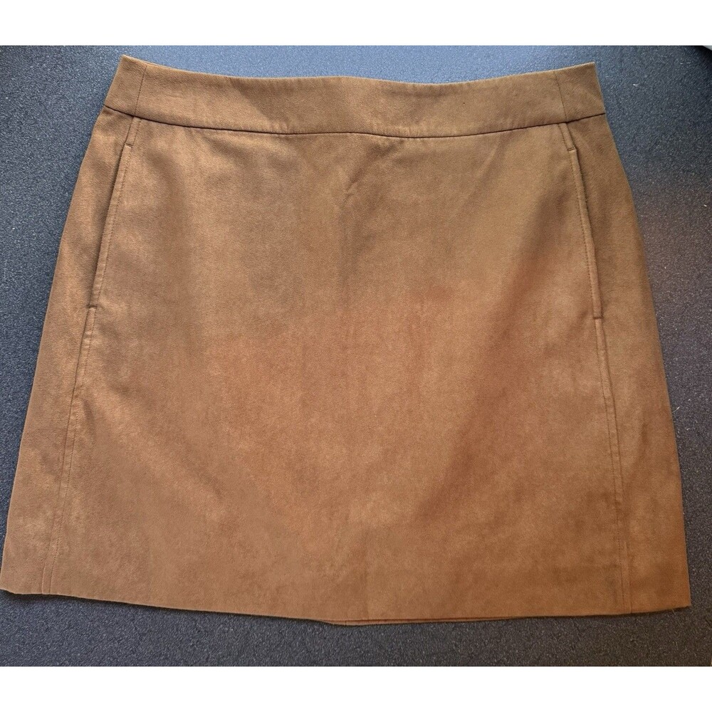 J.Crew Factory Faux Suede Mini Skirt 14 Walnut Brown Western Classic Preppy Fall